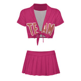 Custom Pink Copper Rose Cheerleading Uniform Set