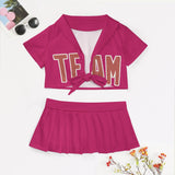 Custom Pink Copper Rose Cheerleading Uniform Set