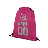 Custom Pink Gray Drawstring Bag