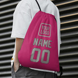 Custom Pink Gray Drawstring Bag