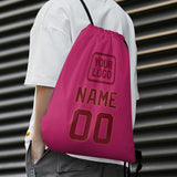 Custom Pink Crimson Red Drawstring Bag