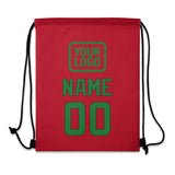 Custom Red Emerald Green Drawstring Bag