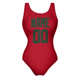 Custom Red Dark Green Swimsuit