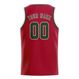 Custom Red & Dark Green Colors Design Sports Basketball Jersey