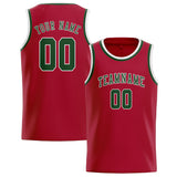 Custom Red & Dark Green Colors Design Sports Basketball Jersey