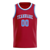 Custom Red & Light Blue Colors Design Sports Basketball Jersey