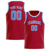 Custom Red & Light Blue Colors Design Sports Basketball Jersey