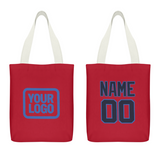 Custom Red Navy Canvas Tote Bag
