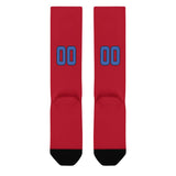 Custom Red Sky Blue Knee-High Sock