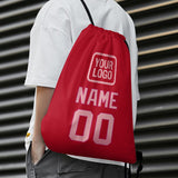 Custom Red Light Pink Drawstring Bag