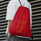 Custom Red Orange Red Drawstring Bag