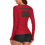 Custom Red Brown Women's Long-Sleeve Shirt