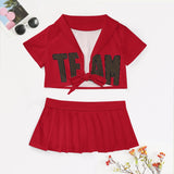 Custom Red Brown Cheerleading Uniform Set