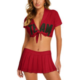 Custom Red Olive Cheerleading Uniform Set