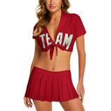 Custom Red Cream Cheerleading Uniform Set