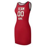 Custom Red Cream Sleeveless Vest Dress