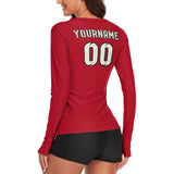 Custom Red Cream Women's Long-Sleeve Shirt