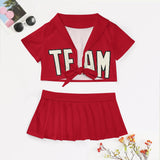 Custom Red Cream Cheerleading Uniform Set