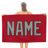 Custom Red Gray Beach Towel