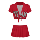 Custom Red Gray Cheerleading Uniform Set
