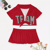 Custom Red Gray Cheerleading Uniform Set