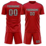 Custom Red Gray Soccer Jersey