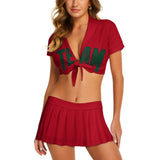 Custom Red Green Cheerleading Uniform Set