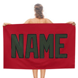 Custom Red Dark Green Beach Towel