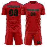Custom Red Dark Green Soccer Jersey