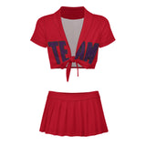 Custom Red Purple Cheerleading Uniform Set