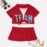 Custom Red Light Blue Cheerleading Uniform Set