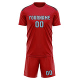 Custom Red Light Blue Soccer Jersey