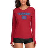 Custom Red Sky Blue Women's Long-Sleeve Shirt