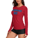 Custom Red Sky Blue Women's Long-Sleeve Shirt
