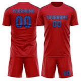 Custom Red Sky Blue Soccer Jersey