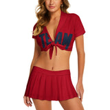Custom Red Blue Cheerleading Uniform Set