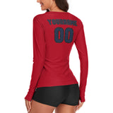 Custom Red Blue Women's Long-Sleeve Shirt