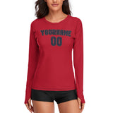 Custom Red Navy Women's Long-Sleeve Shirt
