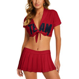 Custom Red Navy Cheerleading Uniform Set