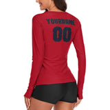 Custom Red Navy Women's Long-Sleeve Shirt