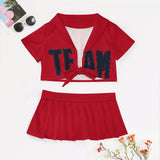Custom Red Navy Cheerleading Uniform Set