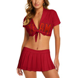 Custom Red Orange Red Cheerleading Uniform Set