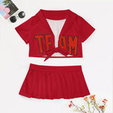 Custom Red Orange Red Cheerleading Uniform Set