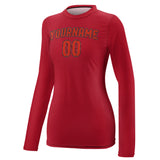Custom Red Orange Red Women's Long-Sleeve Shirt