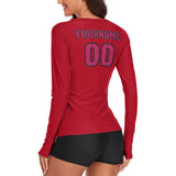 Custom Red Pink Women's Long-Sleeve Shirt