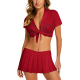 Custom Red Red Cheerleading Uniform Set