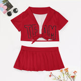 Custom Red Red Cheerleading Uniform Set