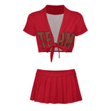 Custom Red Coral Red Cheerleading Uniform Set