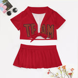 Custom Red Coral Red Cheerleading Uniform Set