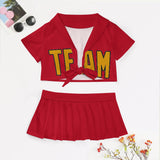Custom Red Yellow Cheerleading Uniform Set